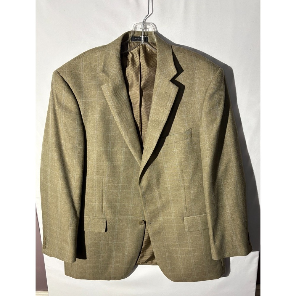 Jean Paul Germain Blazer Light Brown plaid lined work casual, 42R